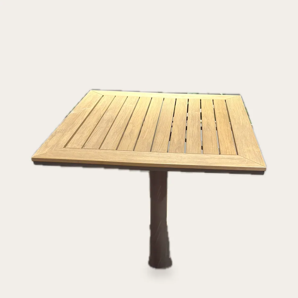 Pier Teak-Look Pedestal Table